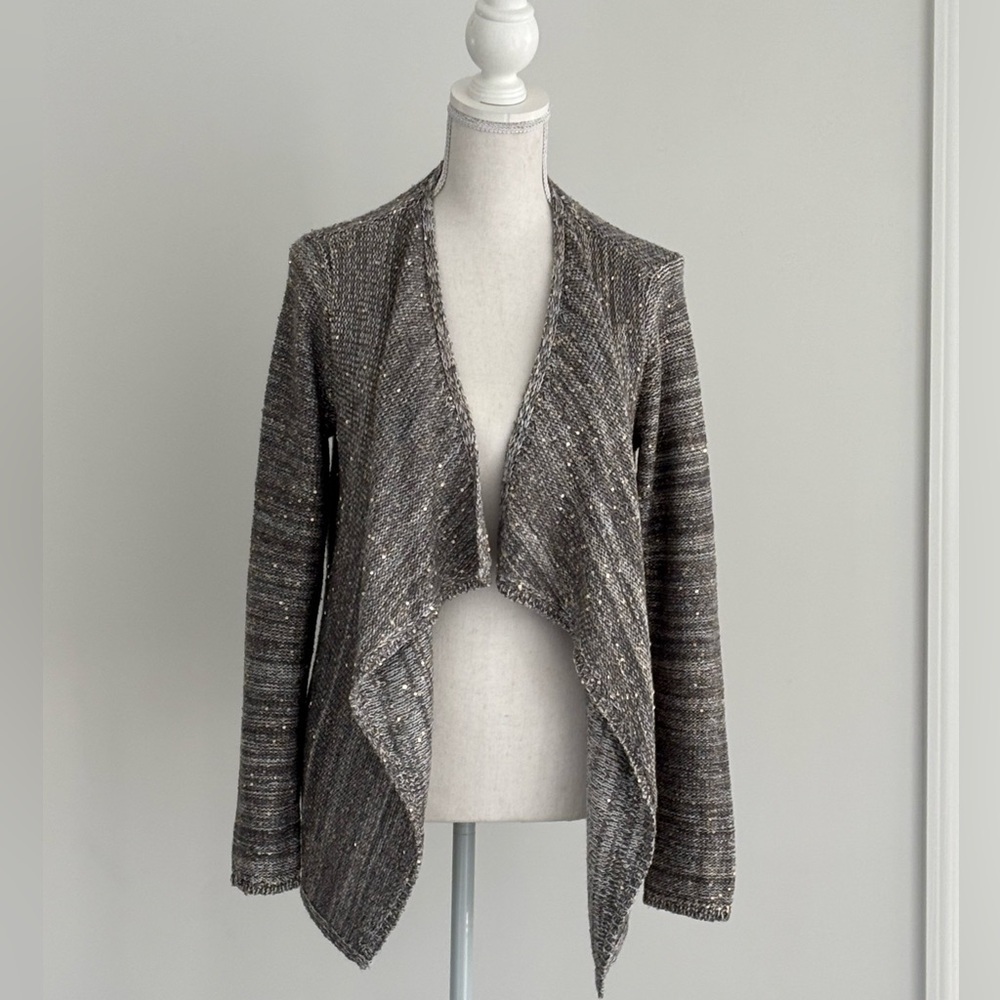 White House Black Market Metallic Gray Cardigan